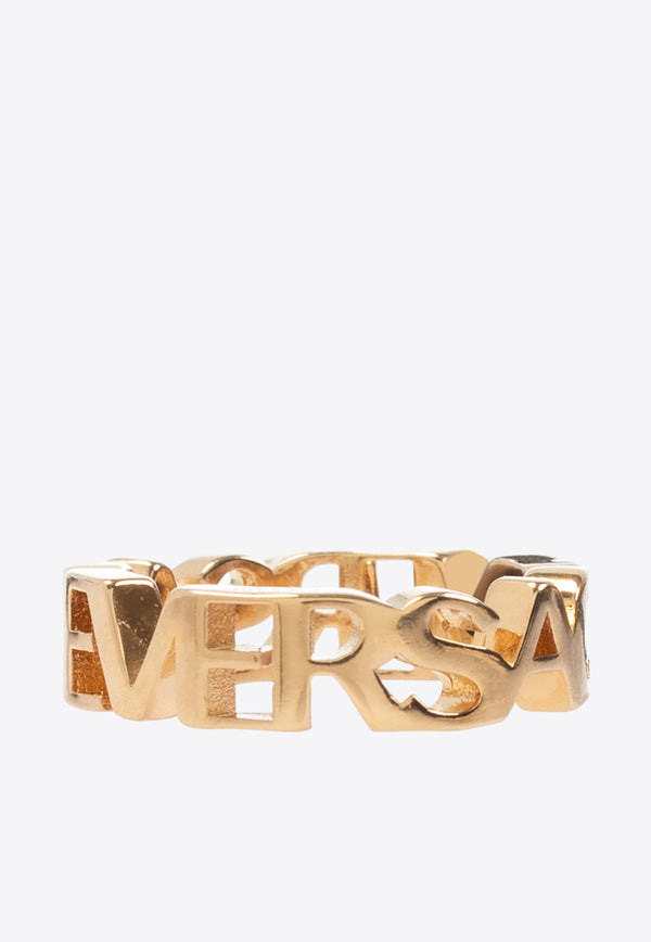 Versace Logo Lettering Brass Ring Gold 1002575 1A00620-3J000