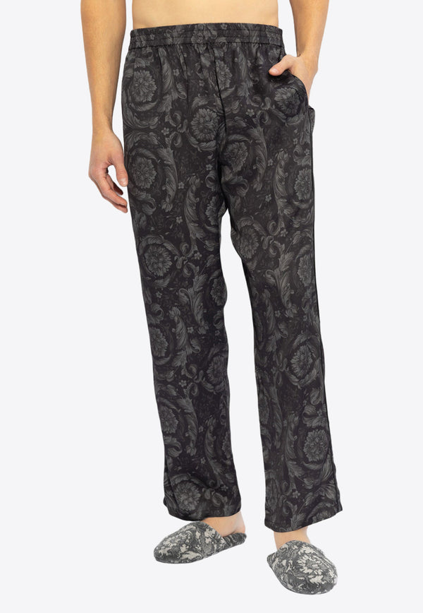 Versace Barocco Print Velvet Pajama Pants Gray 1005379 1A09263-5B050