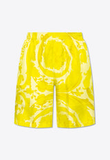 Versace Barocco Print Silk Shorts Yellow 1002476 1A09582-5Y370