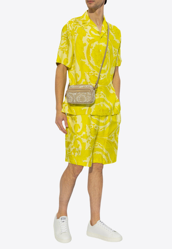 Versace Barocco Print Silk Shorts Yellow 1002476 1A09582-5Y370