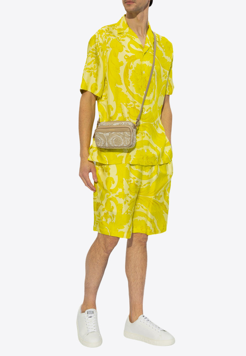 Versace Barocco Print Silk Shorts Yellow 1002476 1A09582-5Y370