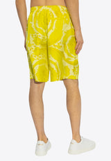 Versace Barocco Print Silk Shorts Yellow 1002476 1A09582-5Y370