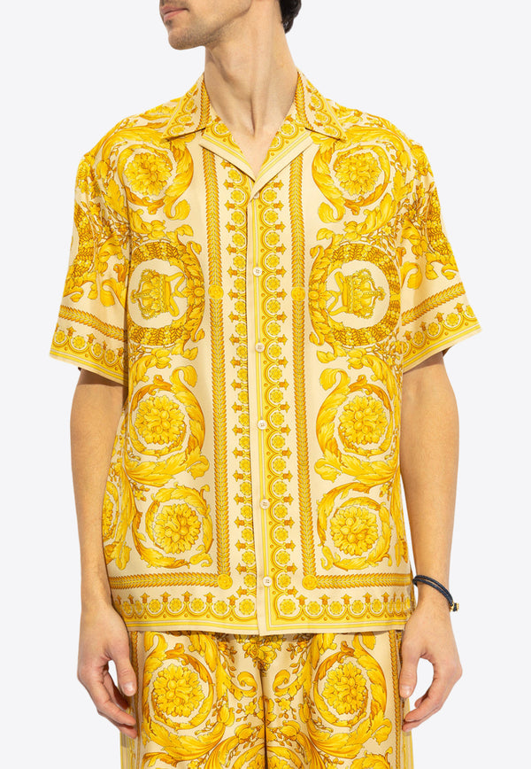 Versace Barocco Print Silk Shirt Yellow 1003926 1A03044-5K410