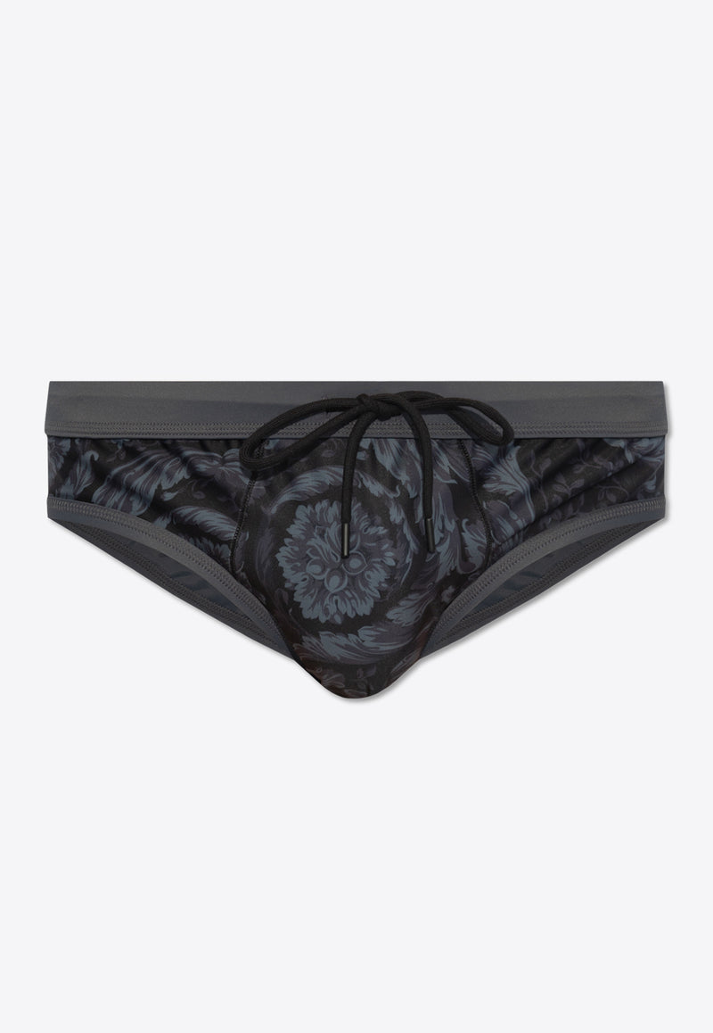 Versace Barocco Jacquard Swim Briefs Gray 1008168 1A10012-5BC10