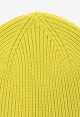 Versace Logo Patch Wool Beanie Green 1012737 1A09247-1Y960
