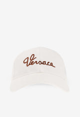 Versace Logo Embroidered Baseball Cap White 1012693 1A09935-2WL30