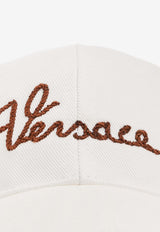 Versace Logo Embroidered Baseball Cap White 1012693 1A09935-2WL30