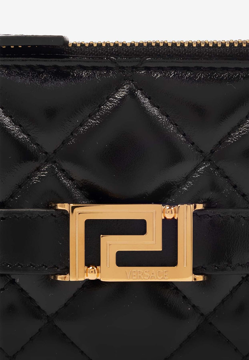 Versace Greca Goddess Quilted Zip Cardholder Black 1012820 1A08186-1B00V