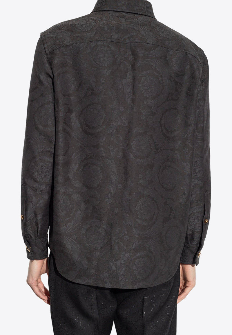 Versace Barocco Jacquard Long-Sleeved Shirt Gray 1008738 1A09781-1E880