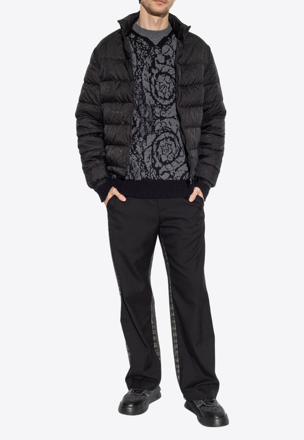 Versace Barocco Jacquard Wool Sweater Gray 1013400 1A09516-1B000