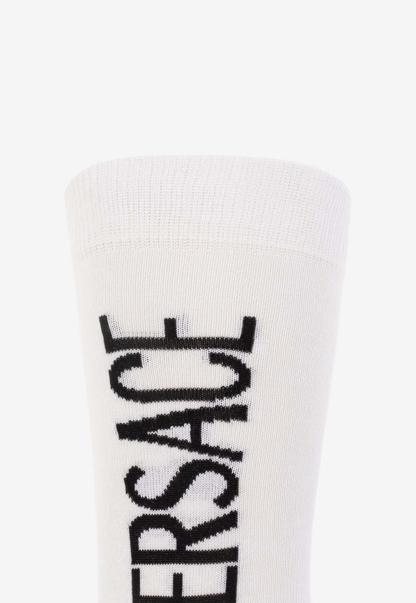 Versace Logo Intarsia Logo Socks White 1008835 1A07875-2W020