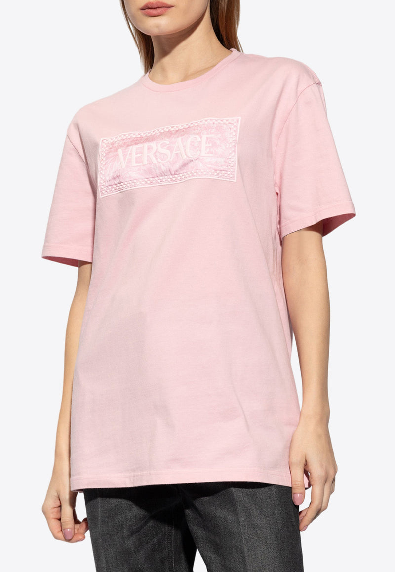 Versace 90s Vintage Barocco Logo T-shirt Pink 1013600 1A10135-1PR20