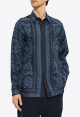 Versace Barocco Print Silk Shirt Navy 1012141 1A09783-5U960