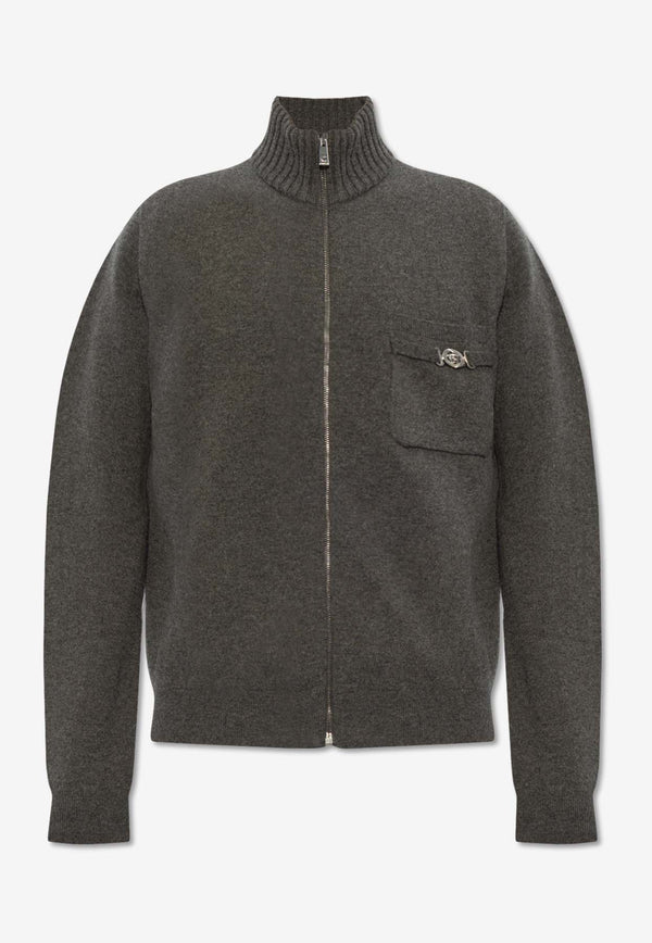 Versace Cashmere Zip-Up Sweater Gray 1013621 1A09601-1E880