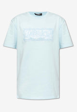 Versace 90s Vintage Barocco Logo T-shirt Light Blue 1013600 1A10135-1VD50