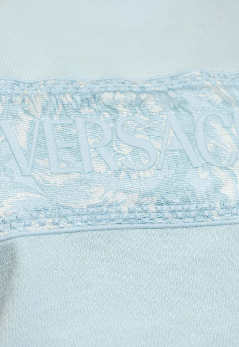Versace 90s Vintage Barocco Logo T-shirt Light Blue 1013600 1A10135-1VD50