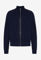 Versace Medusa Cable-Knit Zip Sweater Navy 1013804 1A09578-1UI20