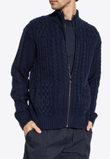 Versace Medusa Cable-Knit Zip Sweater Navy 1013804 1A09578-1UI20