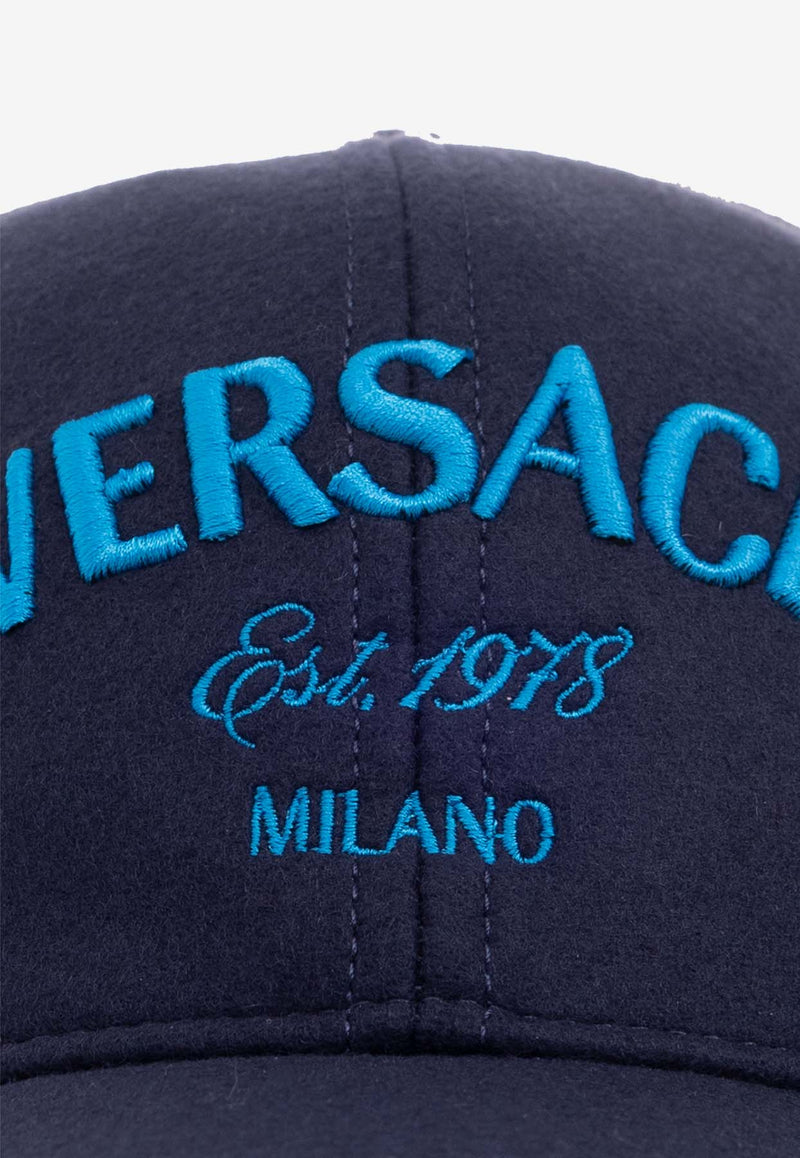 Versace Milano Stamp Wool Baseball Cap Navy 1012693 1A09600-2UO80