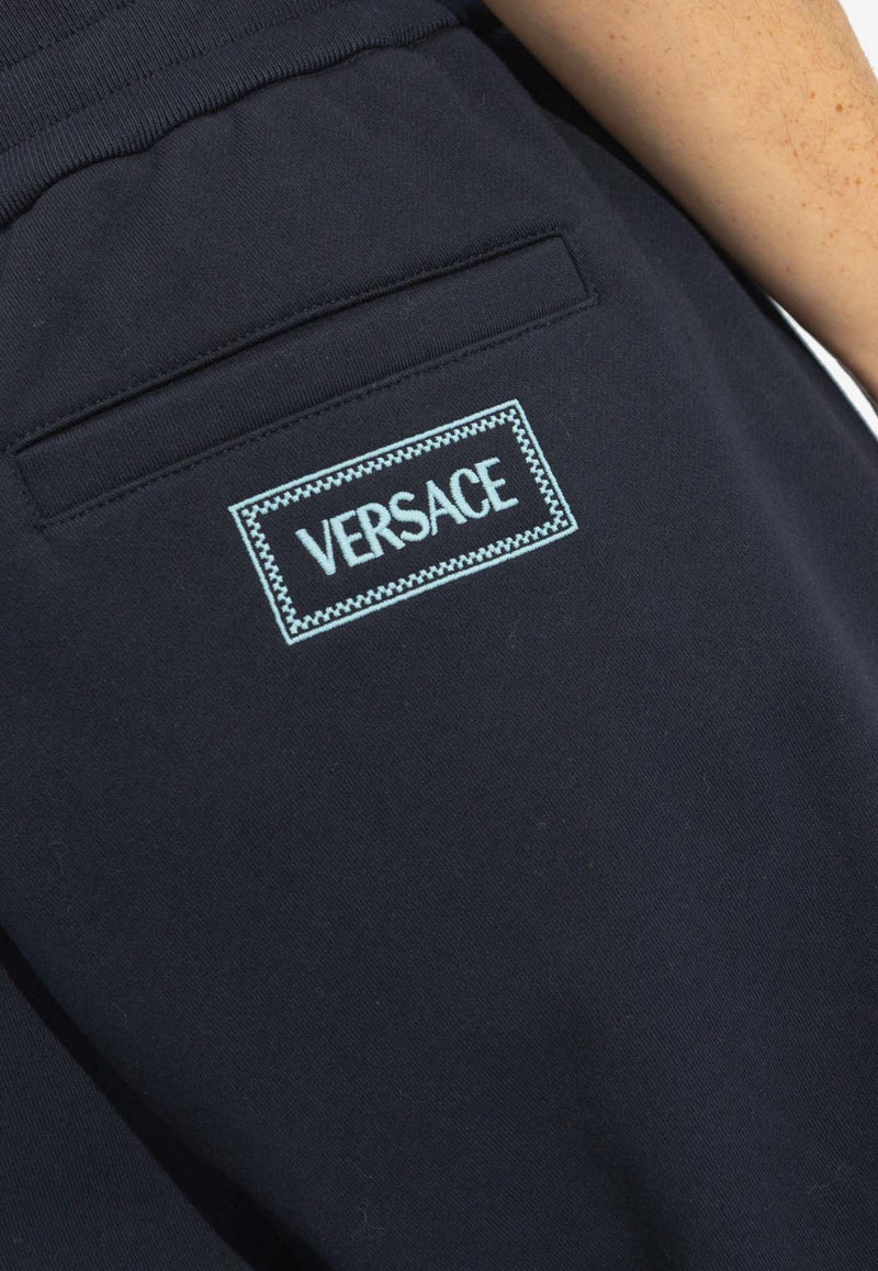 Versace Logo Embroidered Track Pants Blue 1012568 1A09063-1UI20