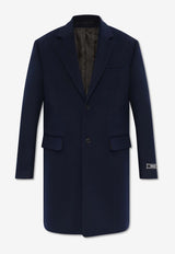 Versace Single-Breasted Wool-Blend Coat Blue 1013942 1A09849-1UI20