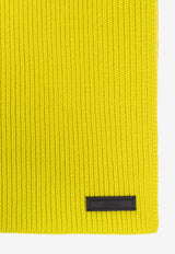 Versace Logo Tag Knitted Wool Scarf Yellow 1012739 1A09247-1Y960