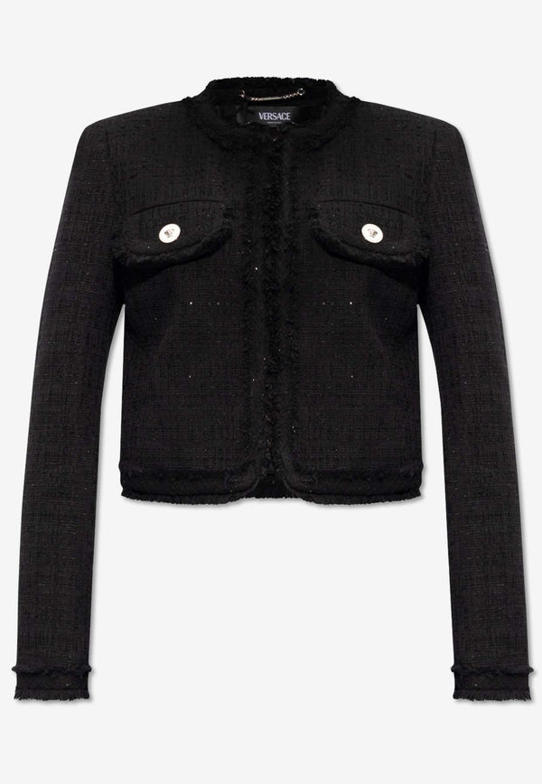 Versace Sequin-Embellished Tweed Jacket Black 1014378 1A09573-1B000