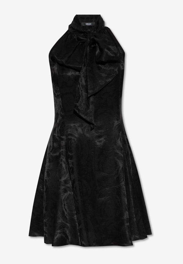 Versace Barocco Jacquard Satin Mini Dress Black 1013484 1A10059-1B000