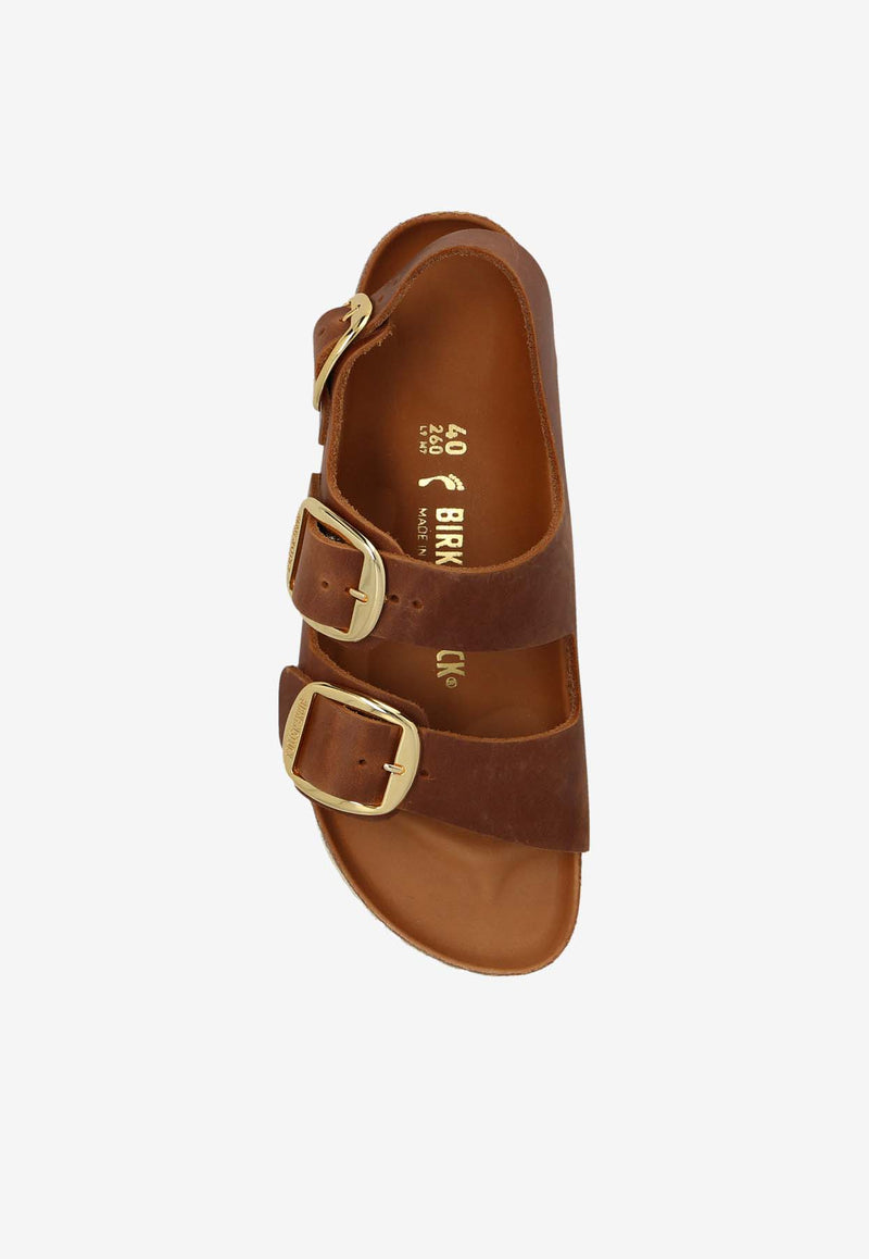 Birkenstock Milano Big Buckle Leather Sandals Brown 1024067 0-COGNAC