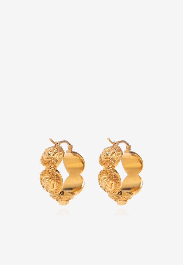 Versace Tribute Medusa-Medallions Hoop Earrings Gold 1013207 1A00620-3J210