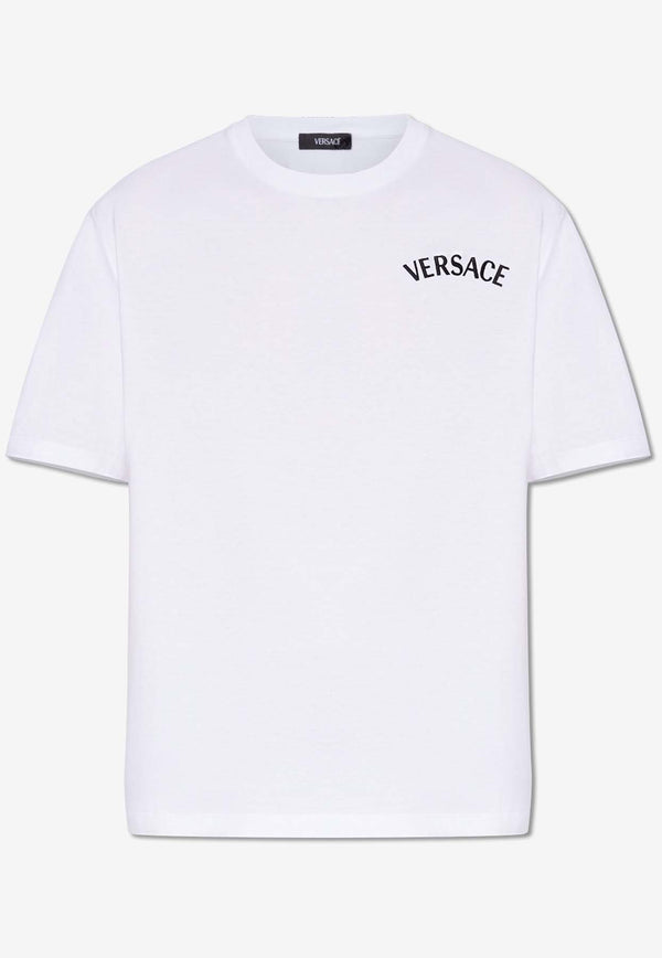 Versace Logo Embroidered Basic T-shirt White 1013302 1A09865-1W010