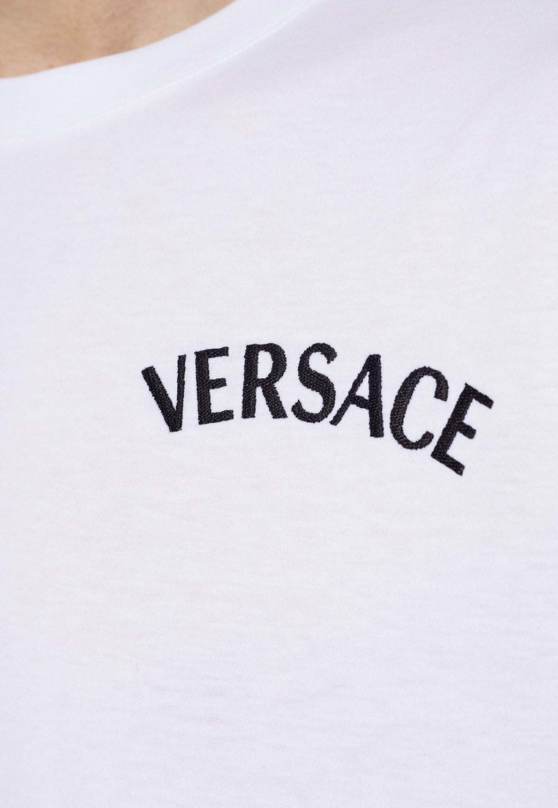 Versace Logo Embroidered Basic T-shirt White 1013302 1A09865-1W010