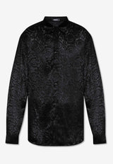 Versace Barocco Devoré Semi-Sheer Silk Shirt Black 1013880 1A09767-1B000
