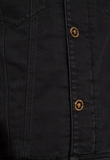 Versace Shearling-Trimmed Denim Jacket Black 1013899 1A09587-1D510