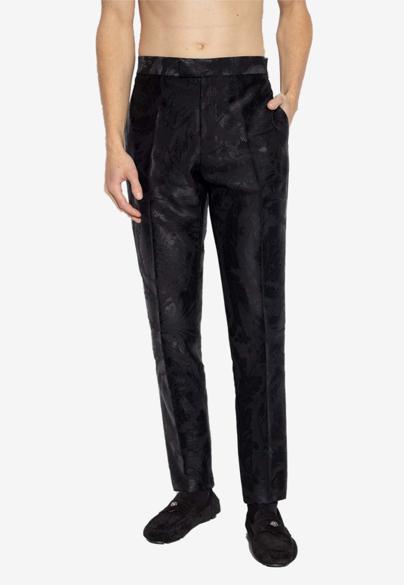 Versace Barocco Jacquard Tailored Pants Black 1013924 1A09810-1B000