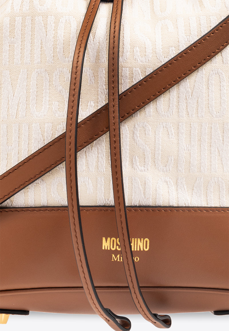 Moschino All-Over Logo Bucket Bag 2416M A7434 8275-1006 Cream