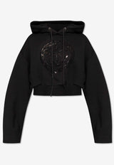 Versace Sequined Medusa Cropped Hoodie Black 1014293 1A10160-1B000