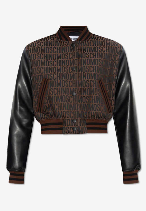 Moschino All-Over Logo Bomber Jackets 241EM A0607 2715-3103 Brown