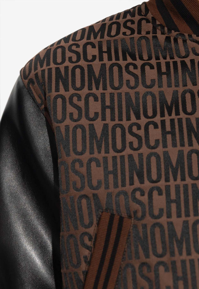 Moschino All-Over Logo Bomber Jackets 241EM A0607 2715-3103 Brown