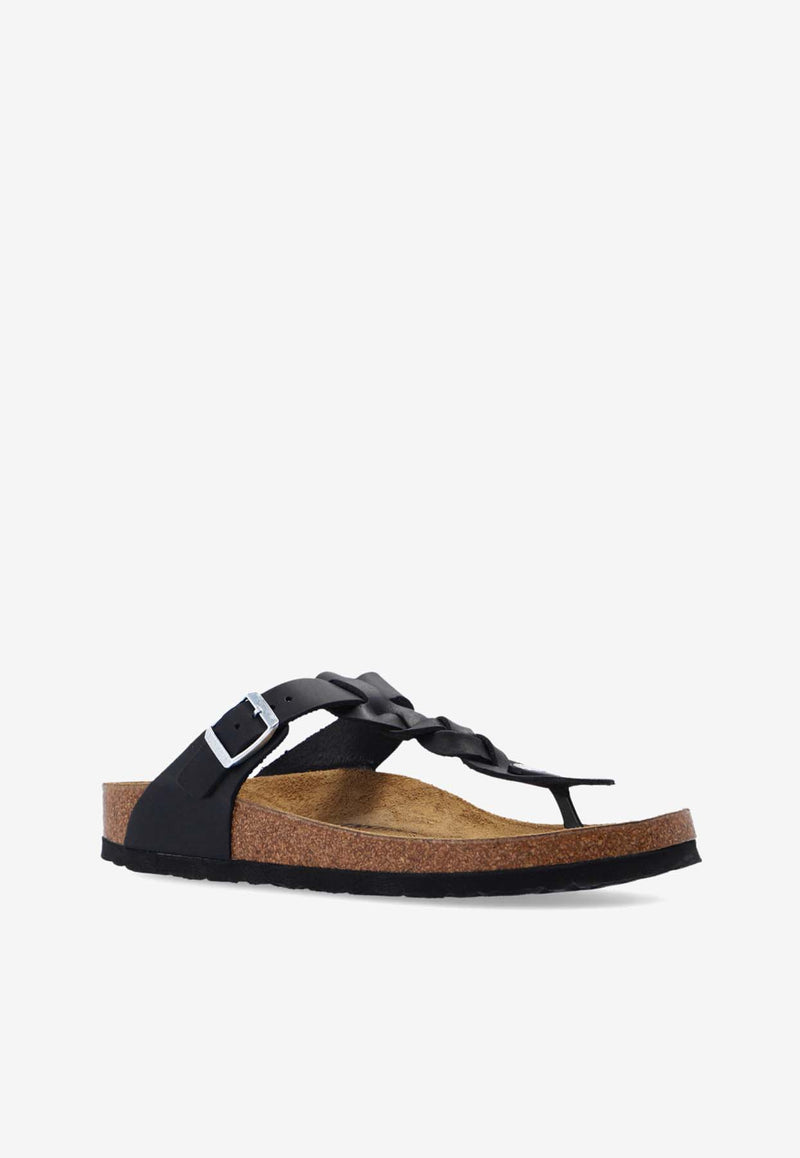 Birkenstock Gizeh Braided Leather Thong Sandals Black 1021360 0-BLACK