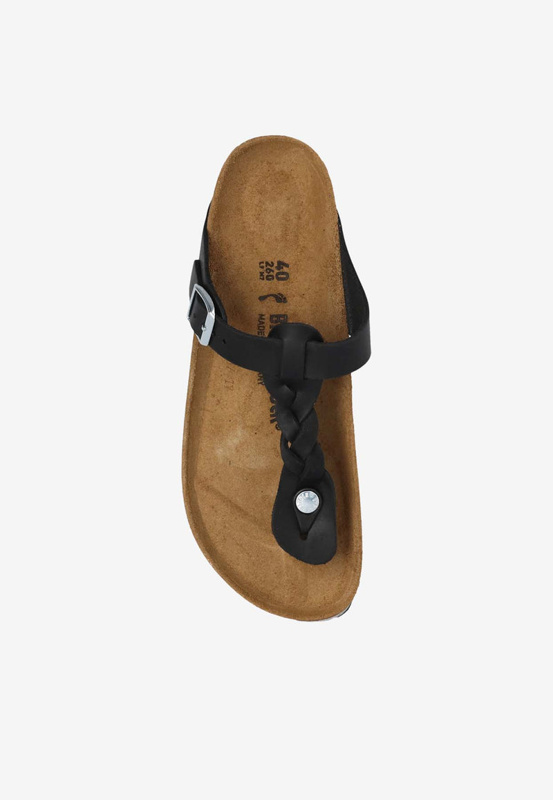 Birkenstock Gizeh Braided Leather Thong Sandals Black 1021360 0-BLACK