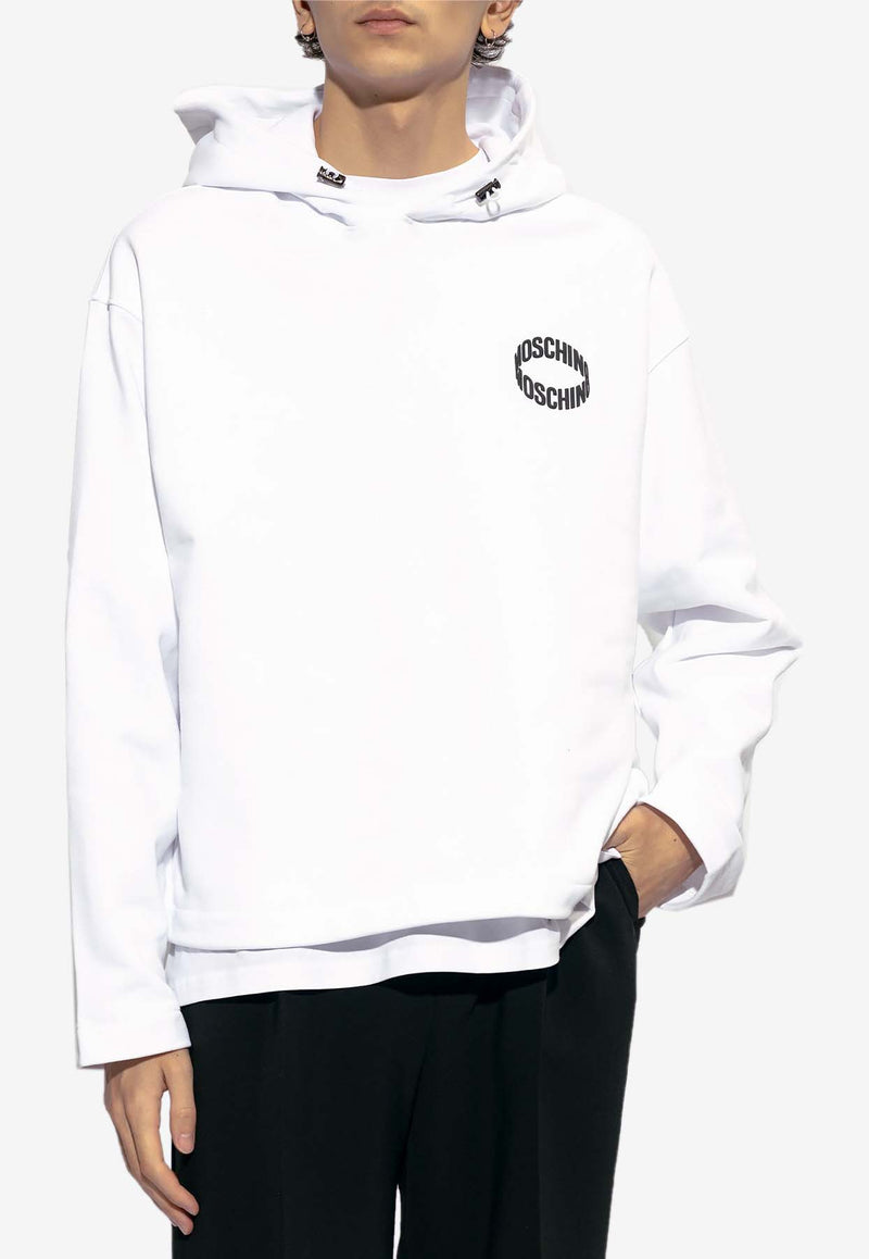 Moschino Logo Print Hooded Sweatshirt 241ZR A1723 2028-1001 White