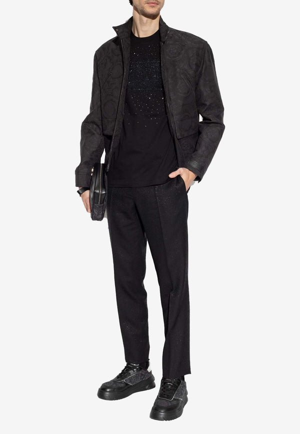 Versace Barocco Jacquard Zip-Up Jacket Gray 1013888 1A09781-1E880