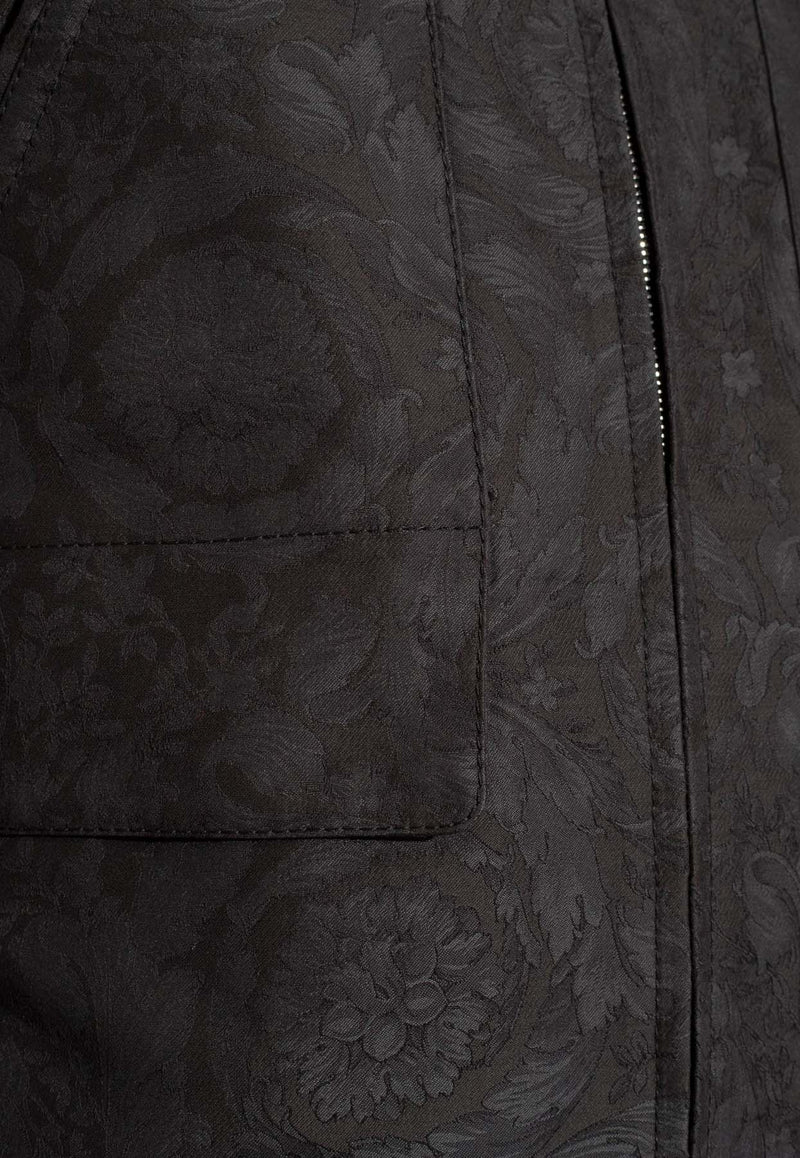 Versace Barocco Jacquard Zip-Up Jacket Gray 1013888 1A09781-1E880