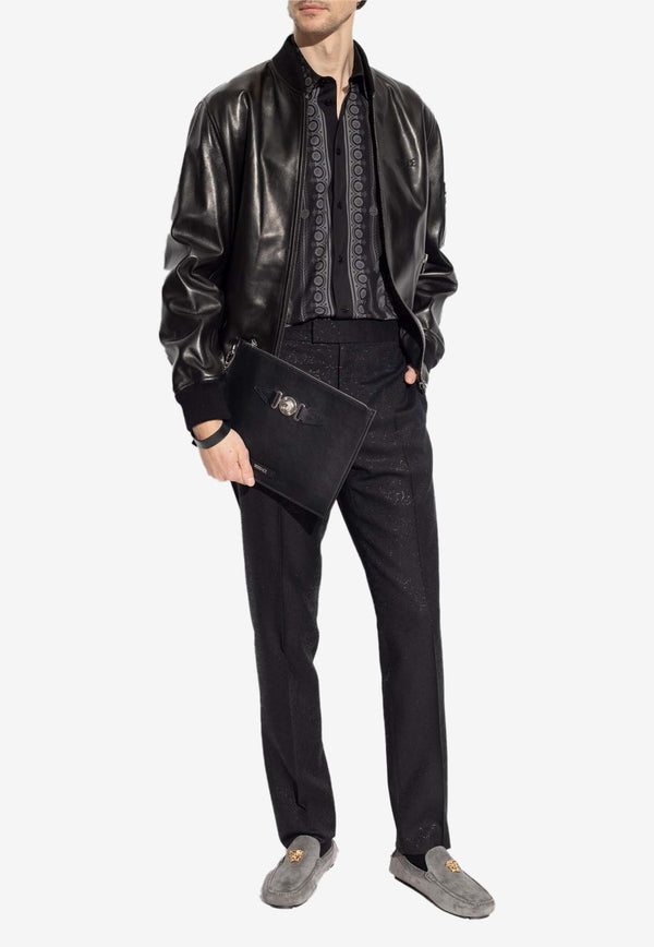 Versace Barocco Jacquard Straight-Leg Pants Black 1013924 1A09859-1B000