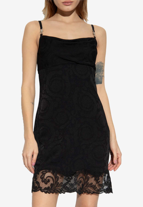 Versace Barocco Lace Sleeveless Mini Dress Black 1014117 1A10109-1B000