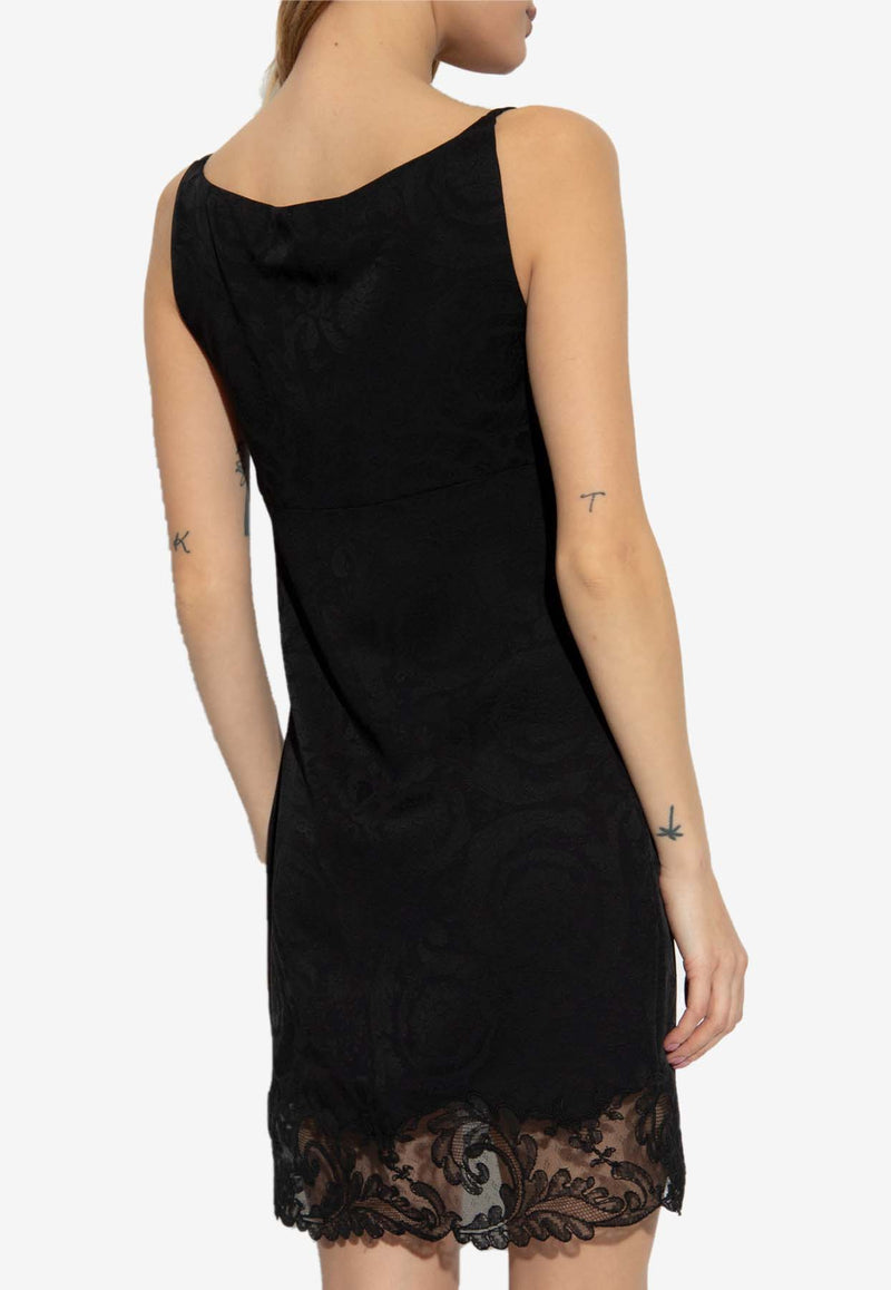 Versace Barocco Lace Sleeveless Mini Dress Black 1014117 1A10109-1B000