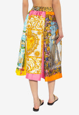 Moschino Scarf Print Silk Midi Skirt 241E A0117 0551-1888 Multicolor