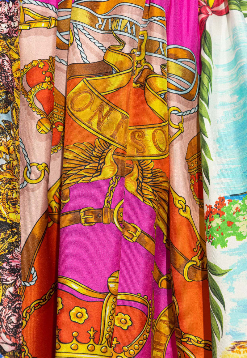 Moschino Scarf Print Silk Midi Skirt 241E A0117 0551-1888 Multicolor