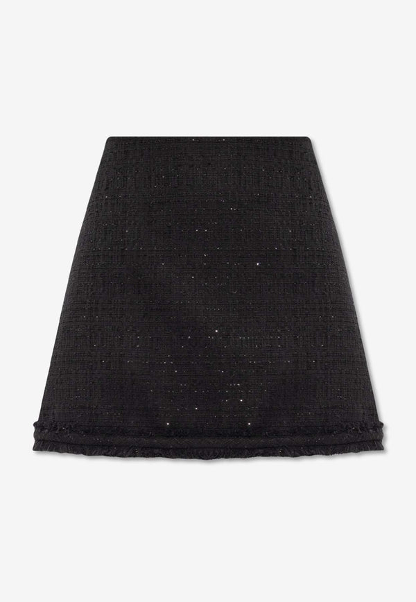 Versace A-line Tweed Mini Skirt Black 1014370 1A09573-1B000